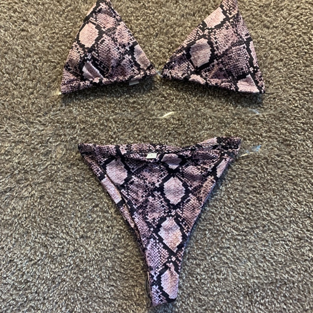 PVC strap Brazilian bikini set